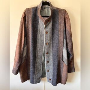 Avoca Collection Pure New Wool Winter Coat Sz L Made In Ireland Mauve/Gray/Blue